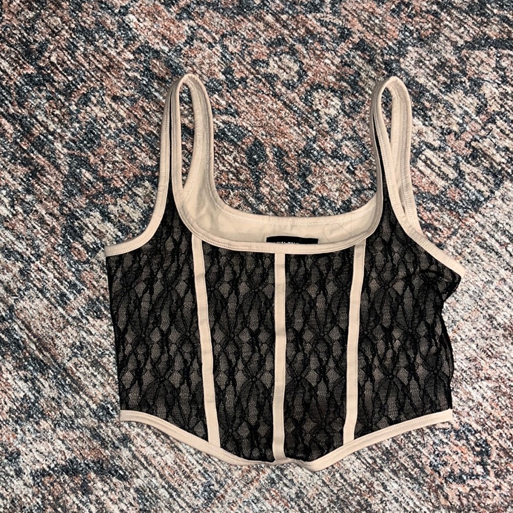 Social Tourist Black Lace Crop Corset Top